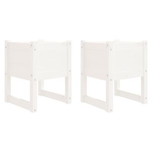 vidaXL Jardiniere, 2 buc., alb, 40x40x52,5 cm, lemn masiv de pin