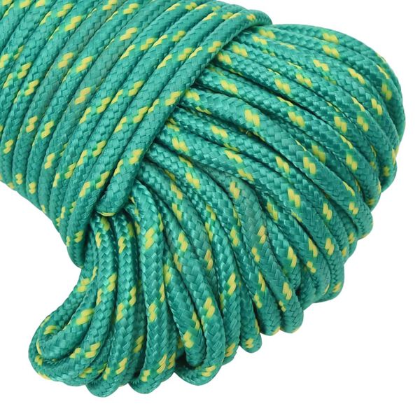 vidaXL Fr&acirc;nghie de barcă, verde, 5 mm, 25 m, polipropilenă