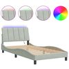 vidaXL Cadru de pat cu LED fără saltea, Hanko, gri deschis, 100x190 cm, catifea