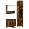 vidaXL Set mobilier de baie, 3 piese, stejar fumuriu, lemn prelucrat
