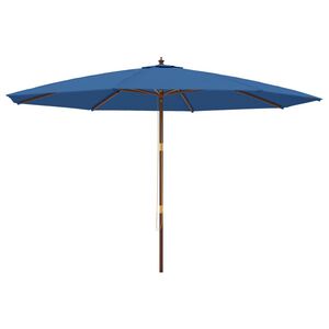 vidaXL Umbrelă de soare de grădină stâlp din lemn, albastru 400x273 cm