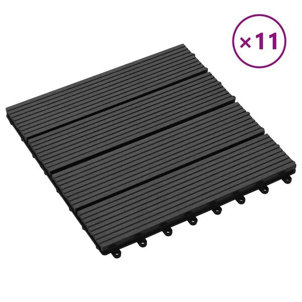 vidaXL Plăci pentru Deck 11 pcs Negru 30 x 30 cm Lemn compozit