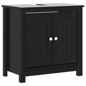 vidaXL Dulap chiuvetă de baie BERG, negru, 60x34x59 cm, lemn masiv pin