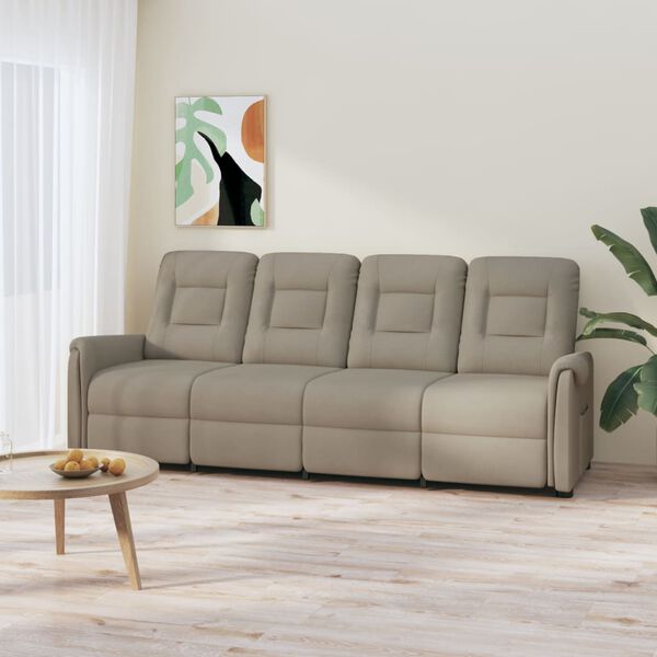 vidaXL Fotoliu rabatabil de masaj cu 4 locuri, gri deschis, microfibră