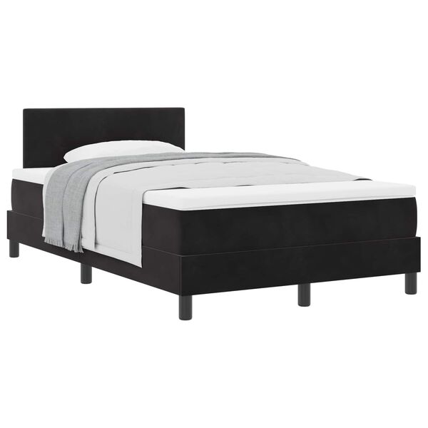 vidaXL Pat cu arcuri cu saltea cu headboard Negru 120 x 200 cm Catifea