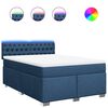 vidaXL Pat box spring cu saltea, albastru, 140x200 cm, textil