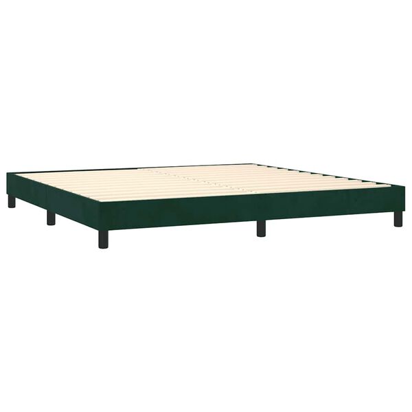 vidaXL Pat box spring cu saltea, verde &icirc;nchis, 200x200 cm, catifea
