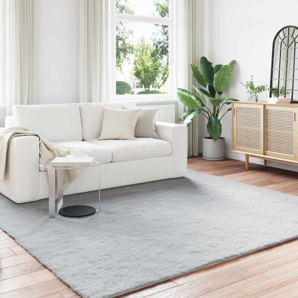 vidaXL Covor din Blană Faux de Iepure Olite Gri 240 x 240 cm Poliester