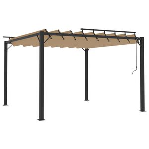 vidaXL Pavilion cu acoperiș jaluzea gri taupe 3x3 m țesătură&aluminiu