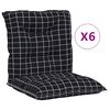 vidaXL Perne de scaun spătar jos, 6 buc. negru, model carouri, textil