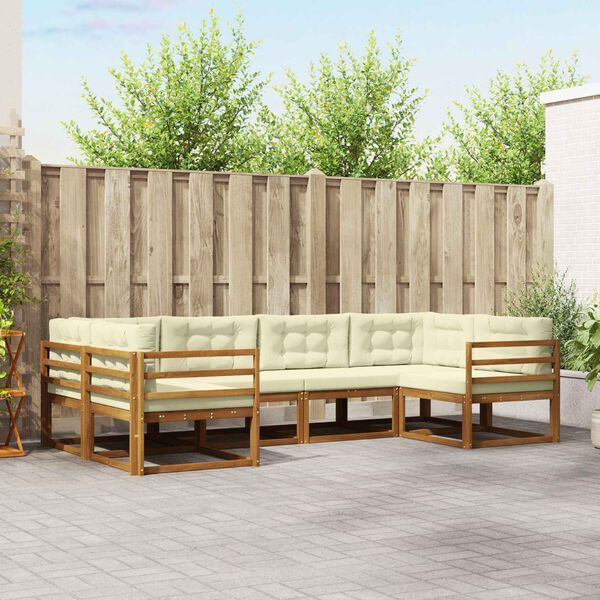 vidaXL Set de canapele de exterior cu pernă 6 pcs Natural și Crem