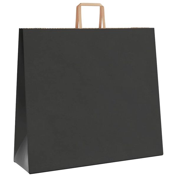 vidaXL Pungi de h&acirc;rtie 250 buc cu m&acirc;nere negre 54x15x49 cm