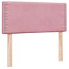 vidaXL Pat box spring cu saltea, roz, 90x220 cm, catifea