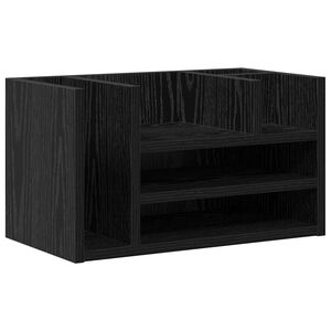 vidaXL Organizator Birou Stejar Negru 44,5 x 24 x 25 cm Lemn prelucrat