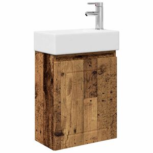 vidaXL Unitate de baie cu robinet Lemn vechi 45,5 x 25,5 x 84 cm