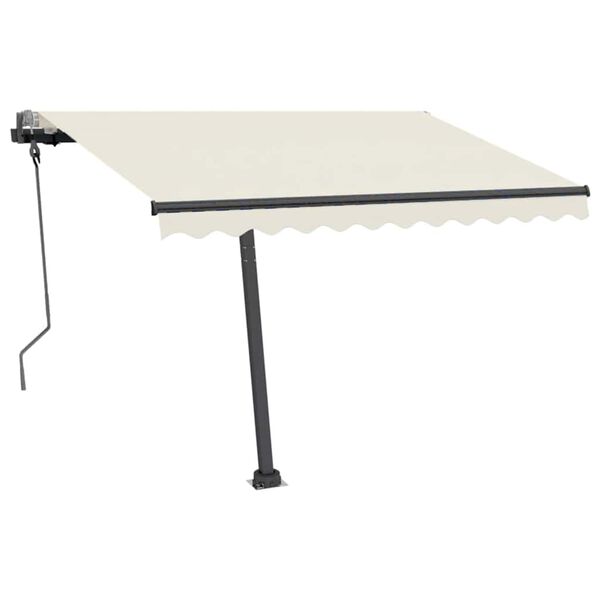 vidaXL Copertină retractabilă manual cu LED, crem, 300x250 cm
