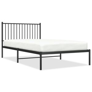 vidaXL Cadru de pat din metal cu tăblie, negru, 107x203 cm