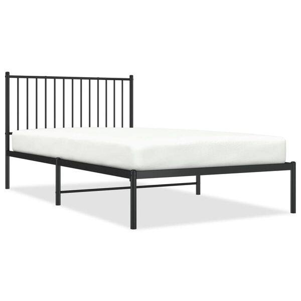 vidaXL Cadru de pat din metal cu tăblie, negru, 107x203 cm