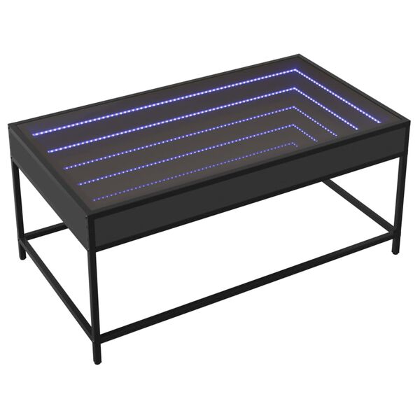 vidaXL Măsuță de cafea cu LED infinity, negru, 90x50x41 cm