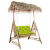 vidaXL Balansoar cu 2 locuri, cu frunze de palmier și pernă, 202 cm, bambus