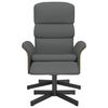 vidaXL Scaun cu înclinare, cu taburet, gri închis, textil