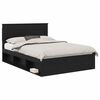 vidaXL Cadru de pat cu headboard Negru 140 x 190 cm Lemn de pin masiv