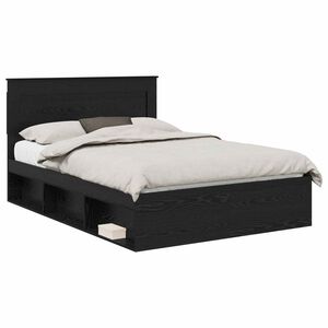 vidaXL Cadru de pat cu headboard Negru 140 x 190 cm Lemn de pin masiv