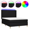 vidaXL Pat cu arcuri, saltea și LED, negru, 140x190 cm, textil