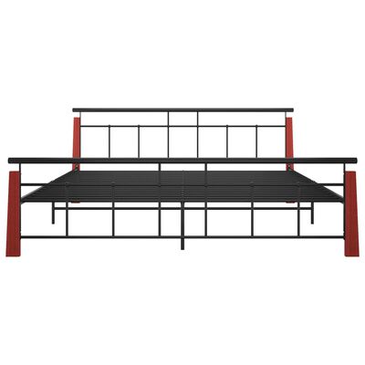 vidaXL Cadru de pat, 200x200 cm, metal și lemn masiv de stejar