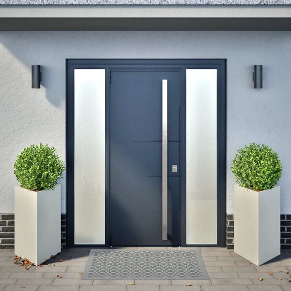 vidaXL Jardiniere grădină, 2 buc., alb, 50x43x75 cm, oțel, triunghi