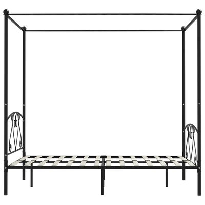 vidaXL Cadru de pat cu baldachin, negru, 140 x 200 cm, metal
