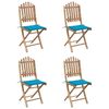 vidaXL Set mobilier de exterior pliabil, cu perne, 5 piese, bambus