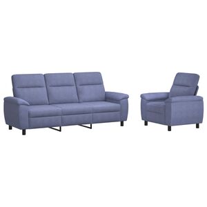 vidaXL Set de canapea 2 pcs Albastru Jeans Țesătură
