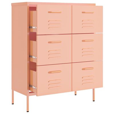 vidaXL Dulap cu sertare, roz, 80x35x101,5 cm, oțel