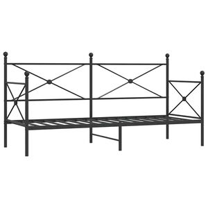 vidaXL Pat de zi fără saltea Negru 75x190 cm Oțel