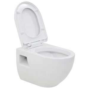 vidaXL Toaletă cu montare pe perete, ceramică, alb