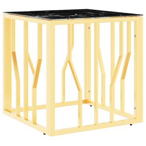 vidaXL Masă de cafea, auriu, 50x50x50 cm, oțel inoxidabil și sticlă