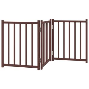 vidaXL Poartă de c&acirc;ini pliabilă 3 panouri stejar maro 150 cm lemn brad
