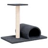 vidaXL St&acirc;lp zg&acirc;riere de pisici cu tunel, gri &icirc;nchis, 60x34,5x50 cm