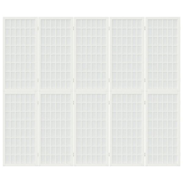 vidaXL Paravan pliabil cu 5 panouri, stil japonez, alb, 200x170 cm