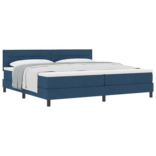 vidaXL Pat cu arcuri cu headboard albastru 200 x 200 cm țesătură