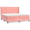 vidaXL Pat box spring cu saltea, roz, 200x200 cm, catifea