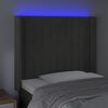 vidaXL Tăblie de pat cu LED, gri &icirc;nchis, 93x16x118/128 cm, catifea