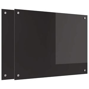 vidaXL Spate de bucătărie 2 pcs Negru 80 x 60 cm sticlă securizată