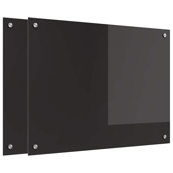 vidaXL Spate de bucătărie 2 pcs Negru 80 x 60 cm sticlă securizată