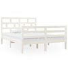 vidaXL Cadru de pat dublu, alb, 135x190 cm, lemn masiv