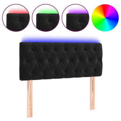 vidaXL Tăblie de pat cu LED, negru, 90x7x78/88 cm, catifea