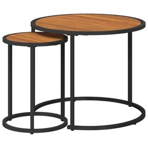 vidaXL Set de măsuțe de cafea 2 buc. Natural și Negru 55 x 55 x 45 cm