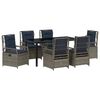 vidaXL Set de masă pentru grădină 7 pcs Gri poliratan