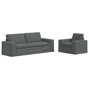 vidaXL Set de canapea 2 buc. Gri &icirc;nchis țesătură